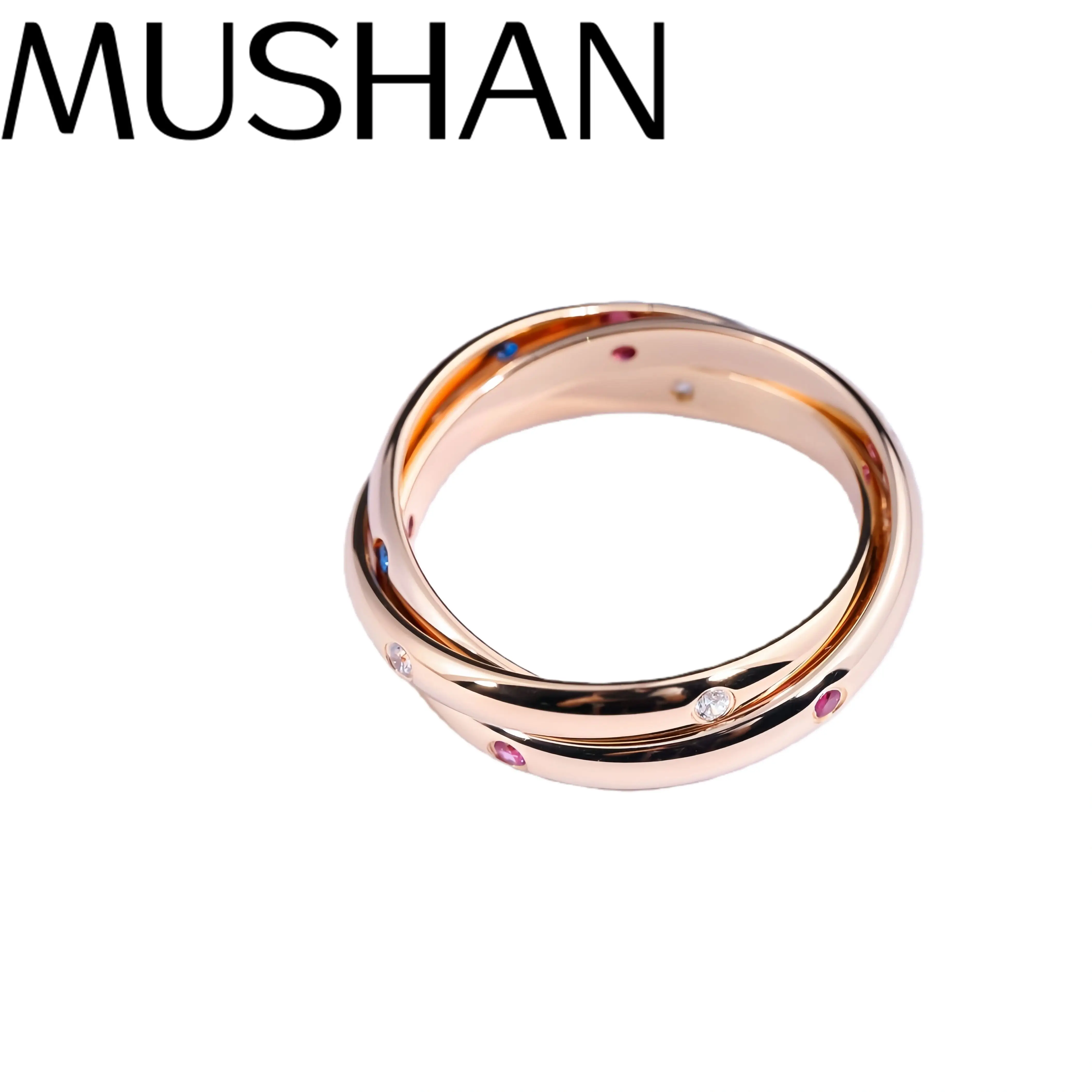 

Mushan Luxury Brand Classic Three Ring With Interlocking Links Cold Style Index Finger Ring For Women Fashion Ring Jewelry