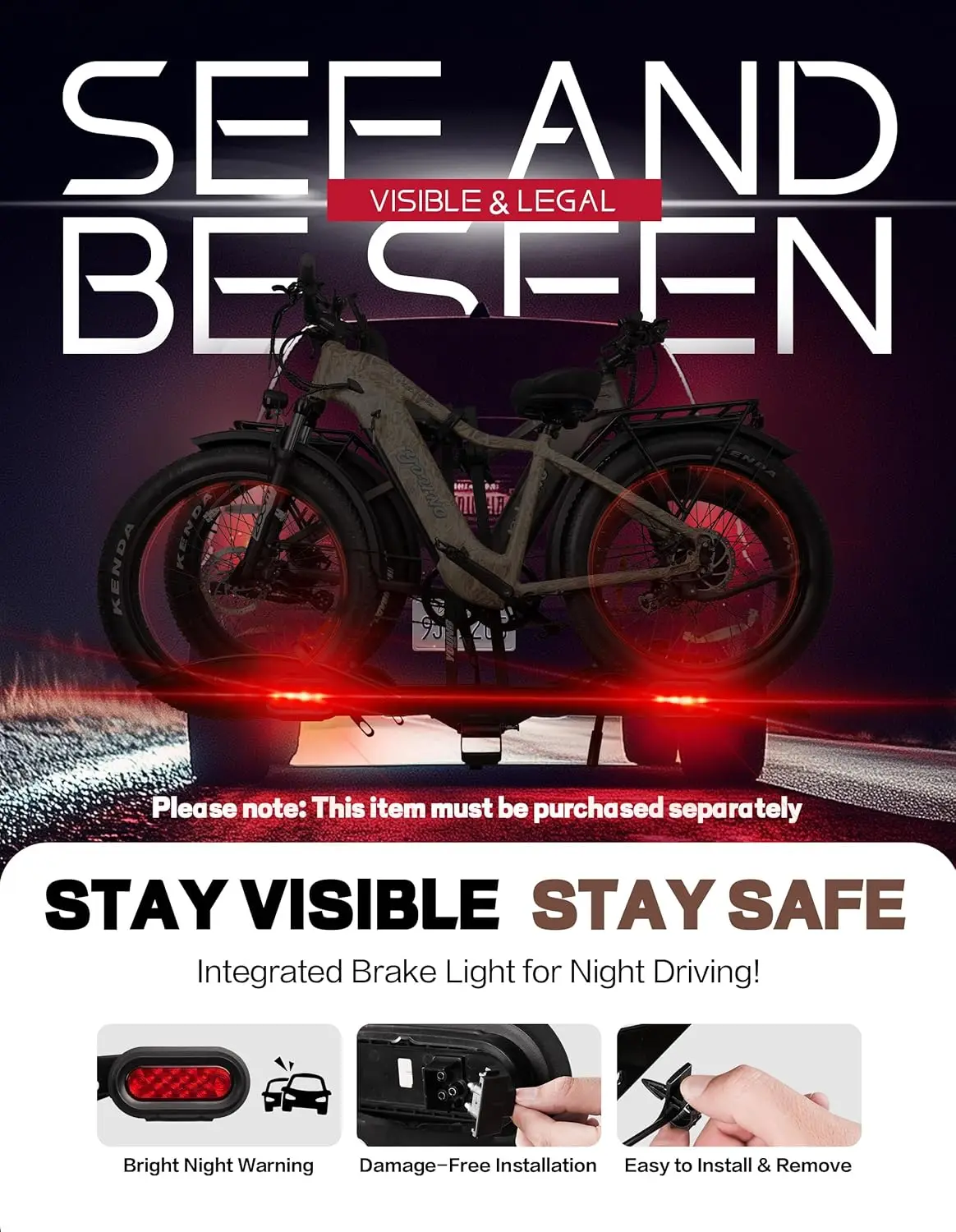 Foldable 2-Bike Rack with Ramp, 200 lbs Capacity, Hitch Mount for Cars SUVs Vans RVs