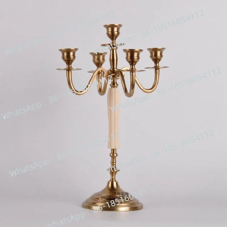 Retro Brass American European Light Luxury Fashion Five-headed Candlestick Wedding Banquet Tabletop Decoration Ornament