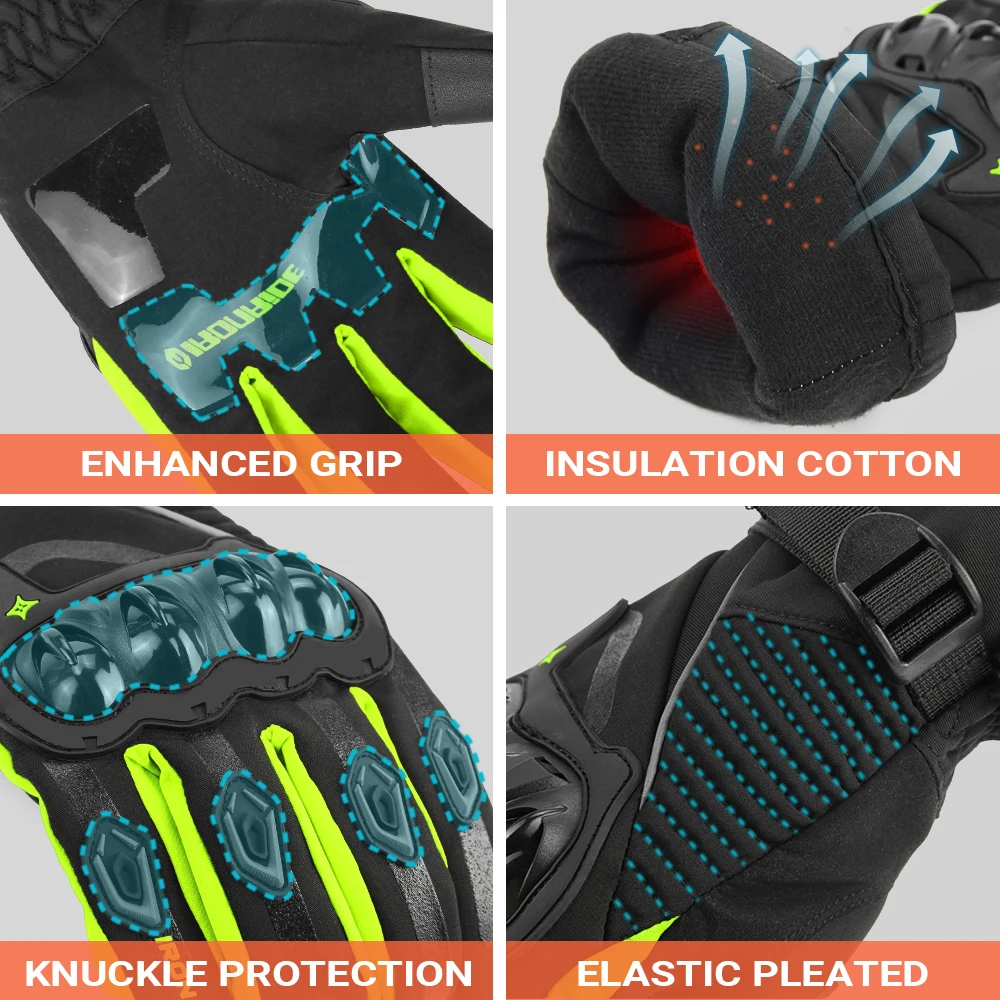 ใหม่ถุงมือรถจักรยานยนต์สําหรับฤดูหนาวWindproofกันน้ําและอุ่นขี่รถจักรยานยนต์Anti DROPหน้าจอสัมผัสถุงมือเต็มนิ้ว