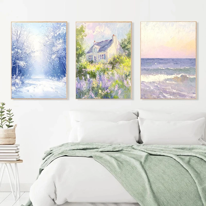 نابضة بالحياة أربعة مواسم السياحة البرية المشهد ملصق فني قماش الطباعة غرفة المعيشة غرفة نوم لوحة على الحائط لتزيين المنزل