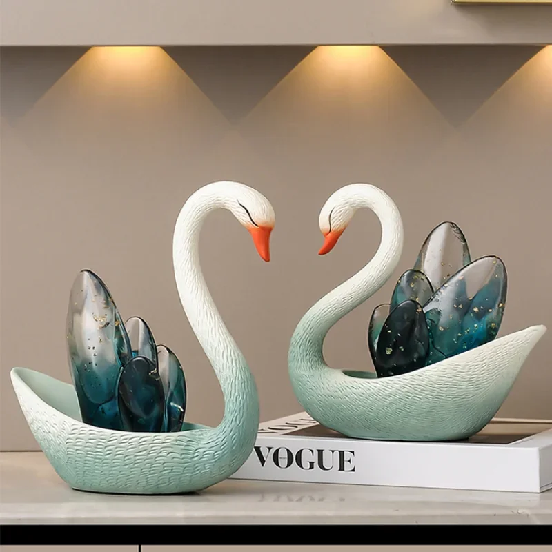 High-end swan ornaments, a pair of living room dining side wine cabinets, high-end decorations, housewarming wedding