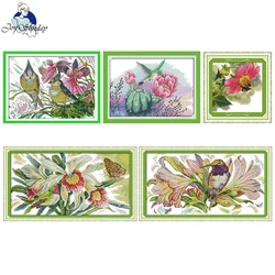 The Early Spring Birds Cross Stitch Kits Embroidery Needlework Kits Thread Gift 16/14/11CT Stamped Printed Fabric Hand Craft Set