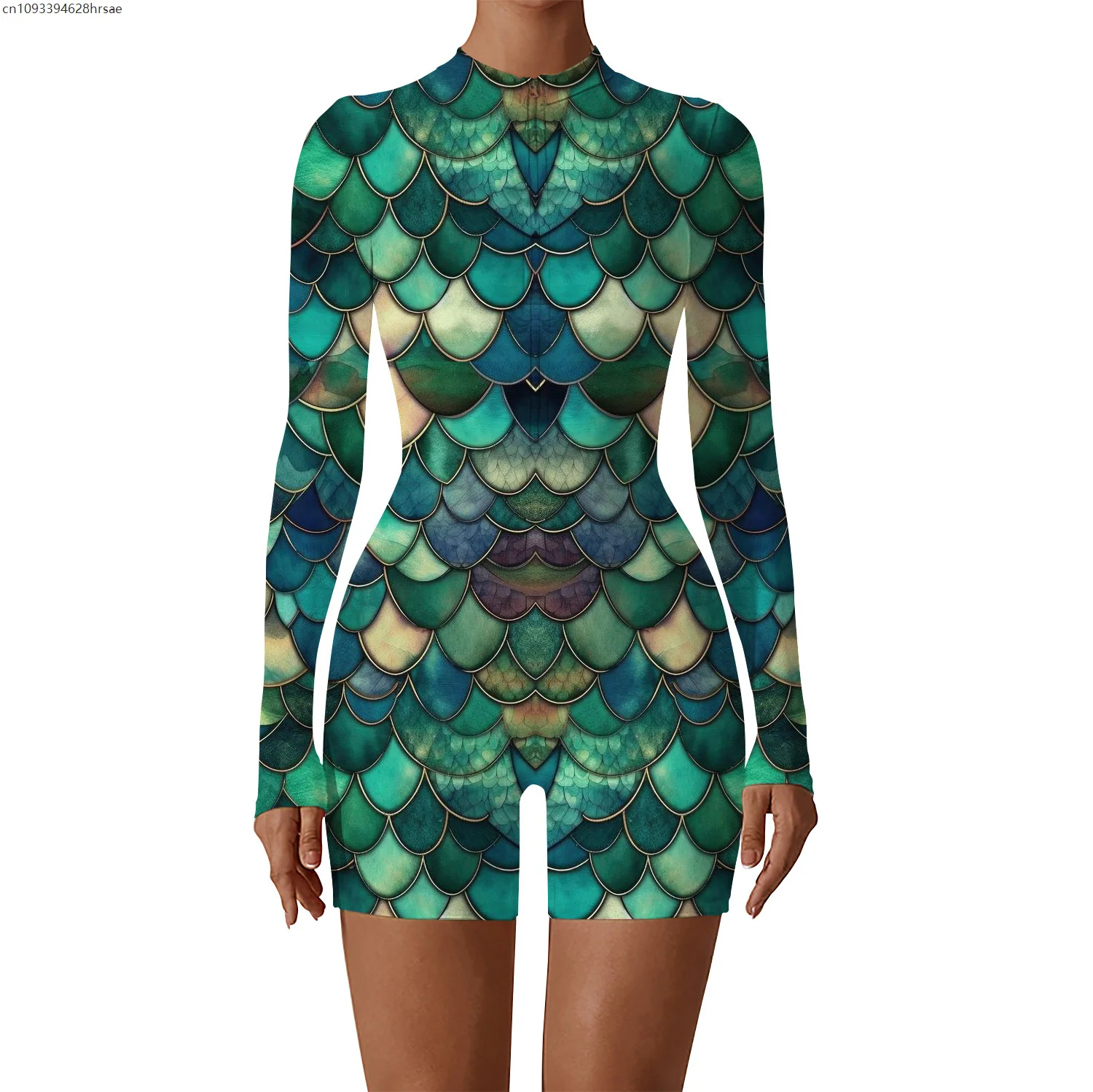 

Women Multicolour Fish Scale Armour Jumpsuit Outfits Sexy Mermaid Bodysuit Nightclub Party Cosplay Lady Rompers Clothing