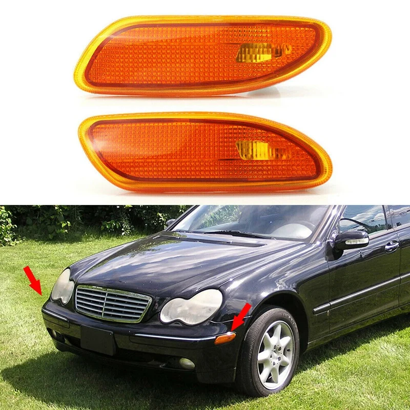 2 X Front Bumper Turn Signal Side Marker Light Without Bulb For Benz C Class W203 C320 C230 C240 2001-2007 2038200721
