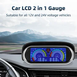 12v/24v 2 IN 1 LCD oil pressure gauge water temp gauge oil pressure sensor temperature sensors 10mmfor car auto truck motorcycle