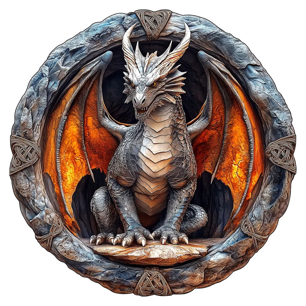 

Cave Dragon Wooden Puzzle - Exquisitely Carved 3D Dragon Design, Unique Irregular Shape, a Premium Plywood Art Toy for Ages 6+,