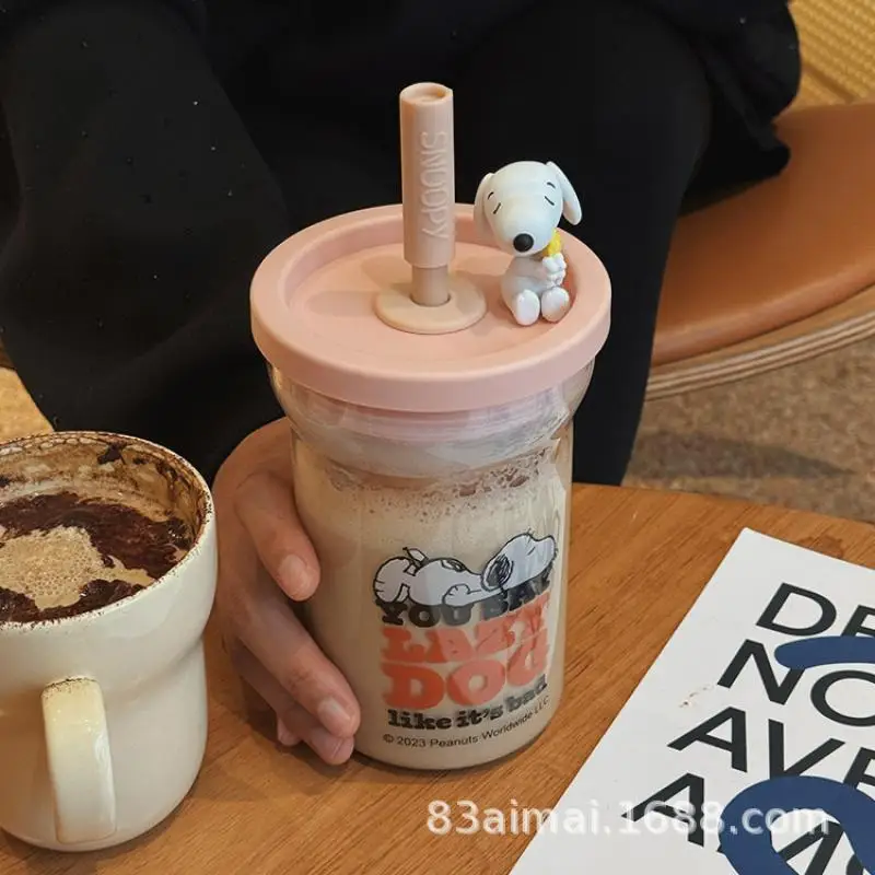 كوب كرتون سنوبي مع قش ، كاواي سعة كبيرة ، مقاوم للحرارة العالية ، كوب ماء ، أطنان ، زجاج #2