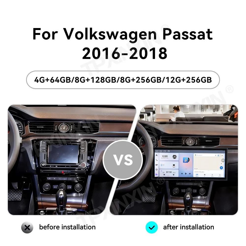 15.8 Inch 4K For Volkwagen Passat 2016-2018 Car Radio GPS Navigation Multimedia Player CarPlay Android 15 Stereo Head Unit Auto