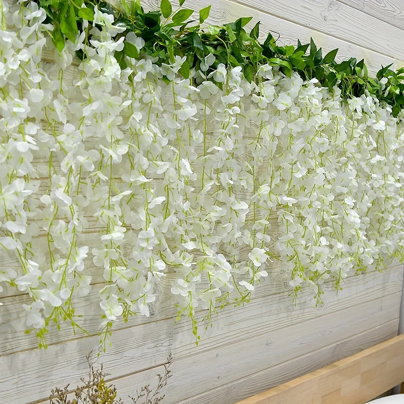 Wedding Artificial Flowers Decoration Garden Artificial Flower Vines Room Decor Living Party Yard White Wisteria Fake Flower