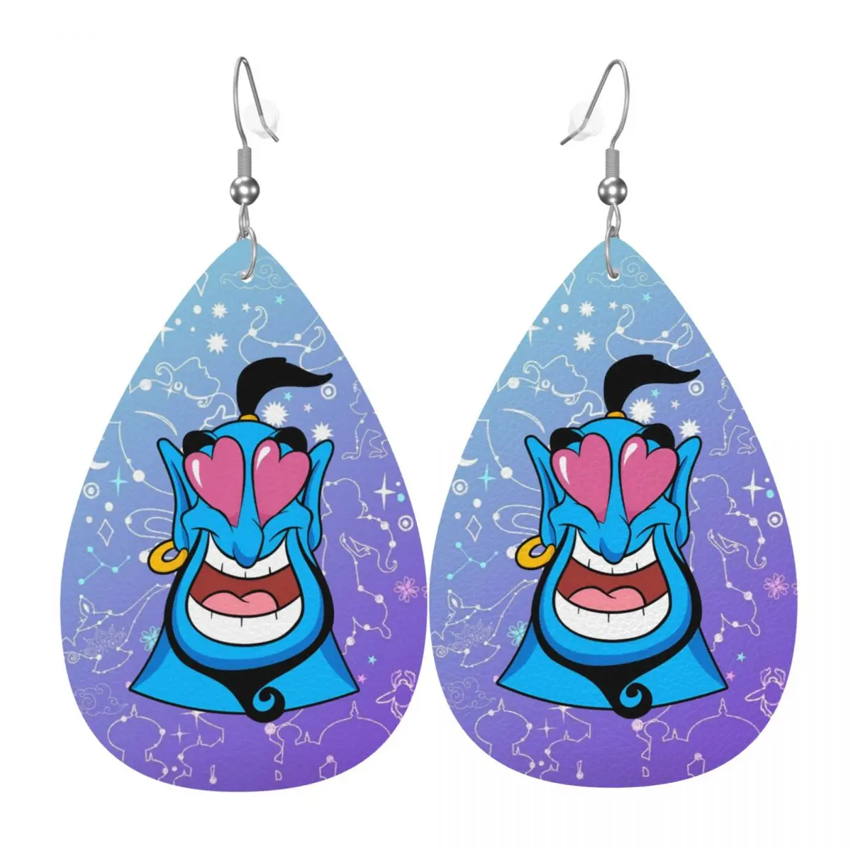 Custom Cute Cartoon Aladdin Leather Teardrop Earrings for Women Leather Earrings Fashion Lightweight for Parties Holidays