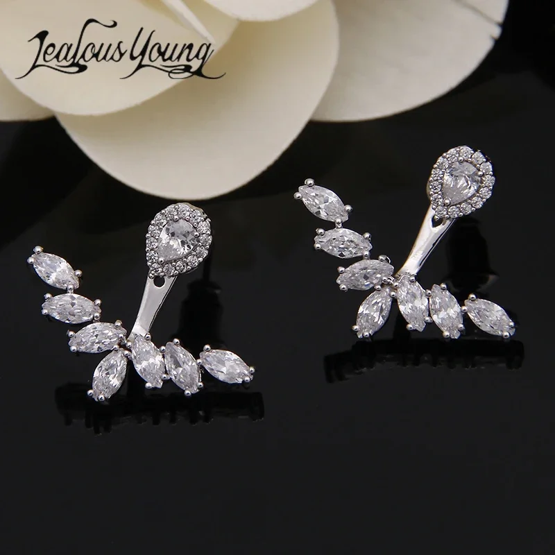 New Fashion Cute Water Drop Shiny Cubic Zirconia Crystal Beads Neckband Stud Earrings For Women Wedding Bijoux Brincos WE064