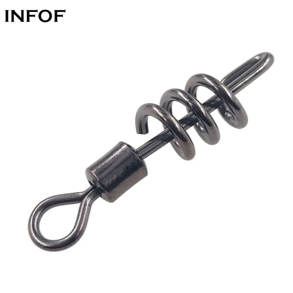 10/20pcs Fishing Swivels Snap Quick Change Fishing Connector for Fishook Lure Fishing Line Rolling Swivel with Screwed Snap