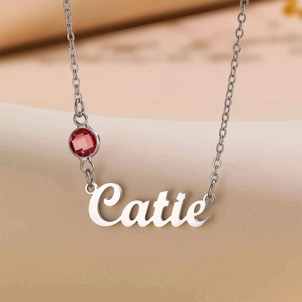 

Stainless Steel Custom Name Necklace Chain Zircon Namepalte Birthstone Necklace Personalized Boho Birthday Jewelry Gift forWomen