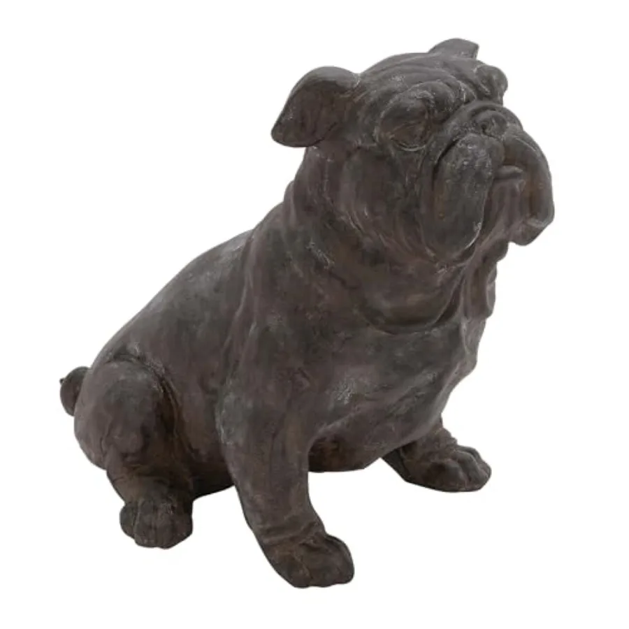 Polystone-Bulldoggen-Dekoskulptur, verwittert, sitzend, Heimdekoration, Statue, Akzentfigur, 17 x 9 x 13 Zoll, braun