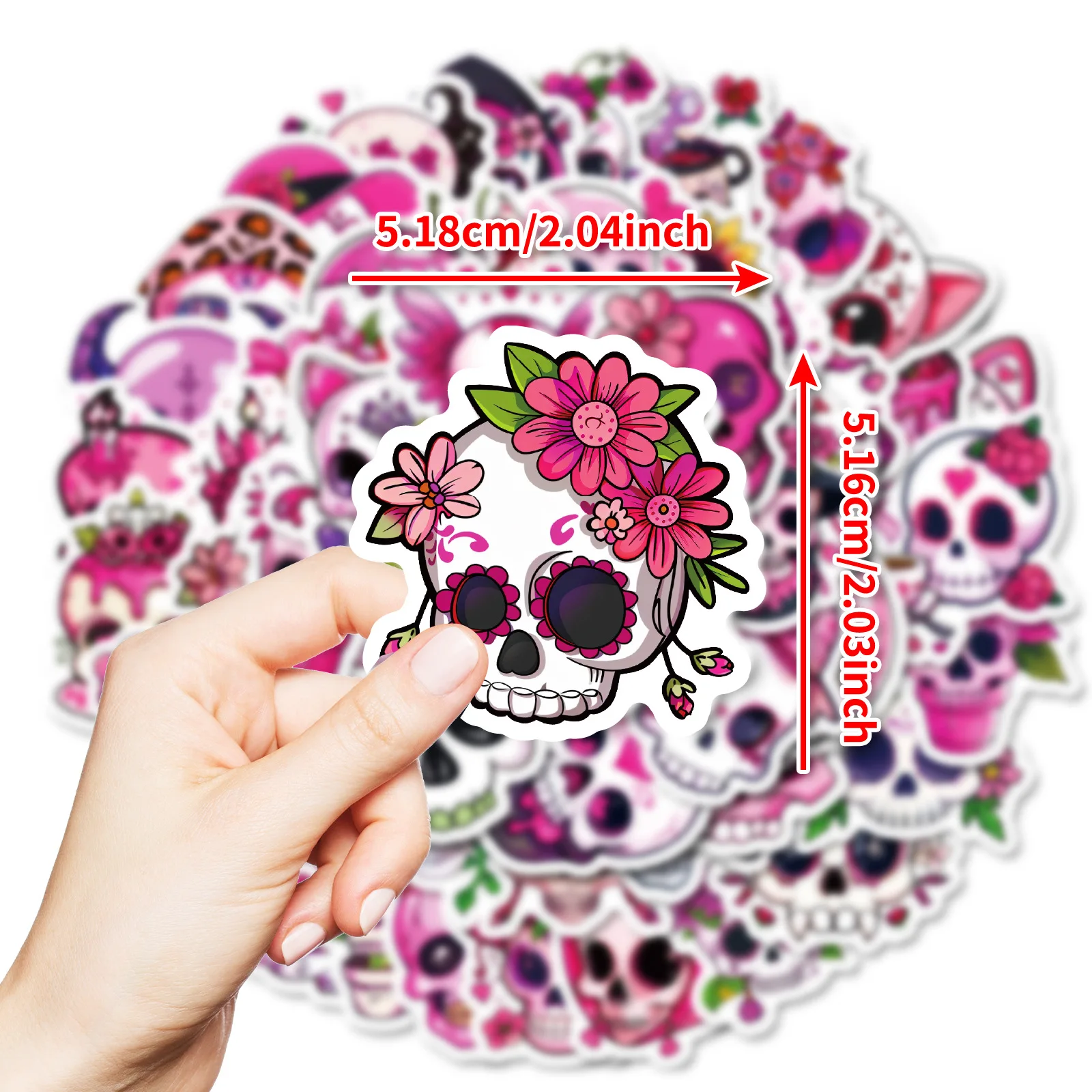 10/30/50PCS Teschio Rosa Del Fumetto Adesivo Ragazza Halloween Decalcomanie Graffiti Impermeabile FAI DA TE Scrapbook Bagagli Del Computer Portatile Del Telefono Auto bici giocattolo
