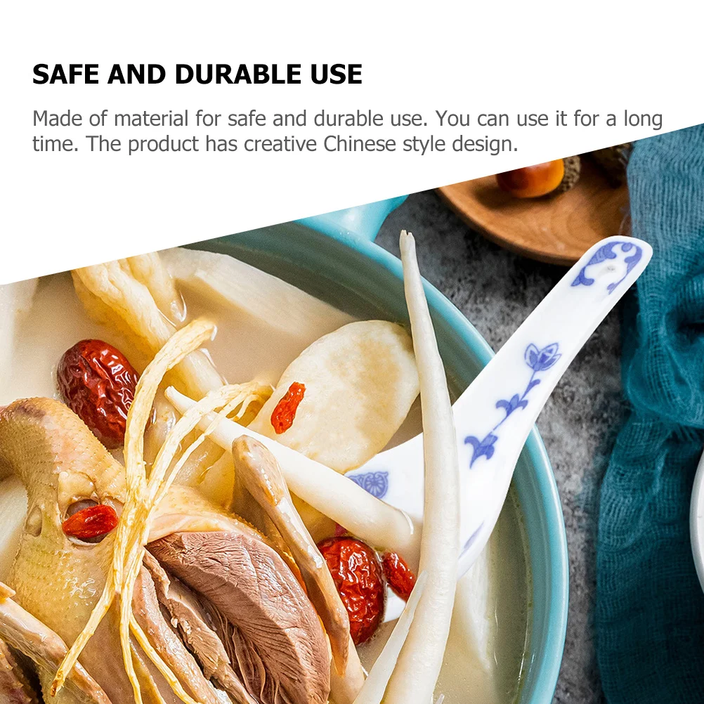 

8Pcs Chinese Style Ceramic Soup Spoons Multi-Function Practical Portable Decorative Dinner Spoon Spoon Soup Accessory