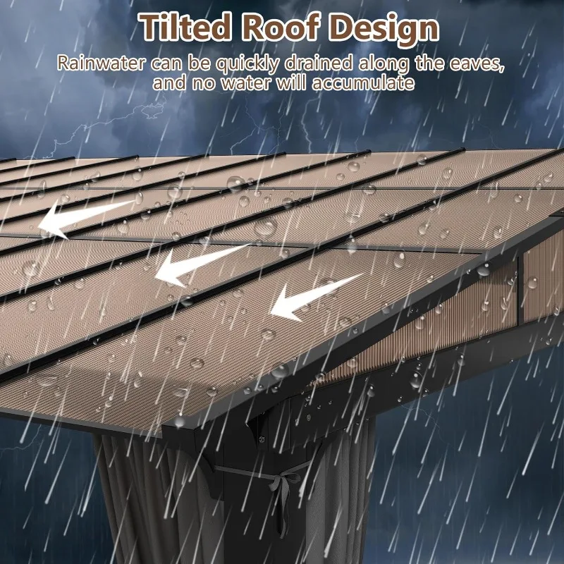 أكشاك مثبتة على الحائط مقاس 10 × 13 قدمًا، إطار من الألومنيوم مع ستائر وشبكة، عريشة خارجية #3