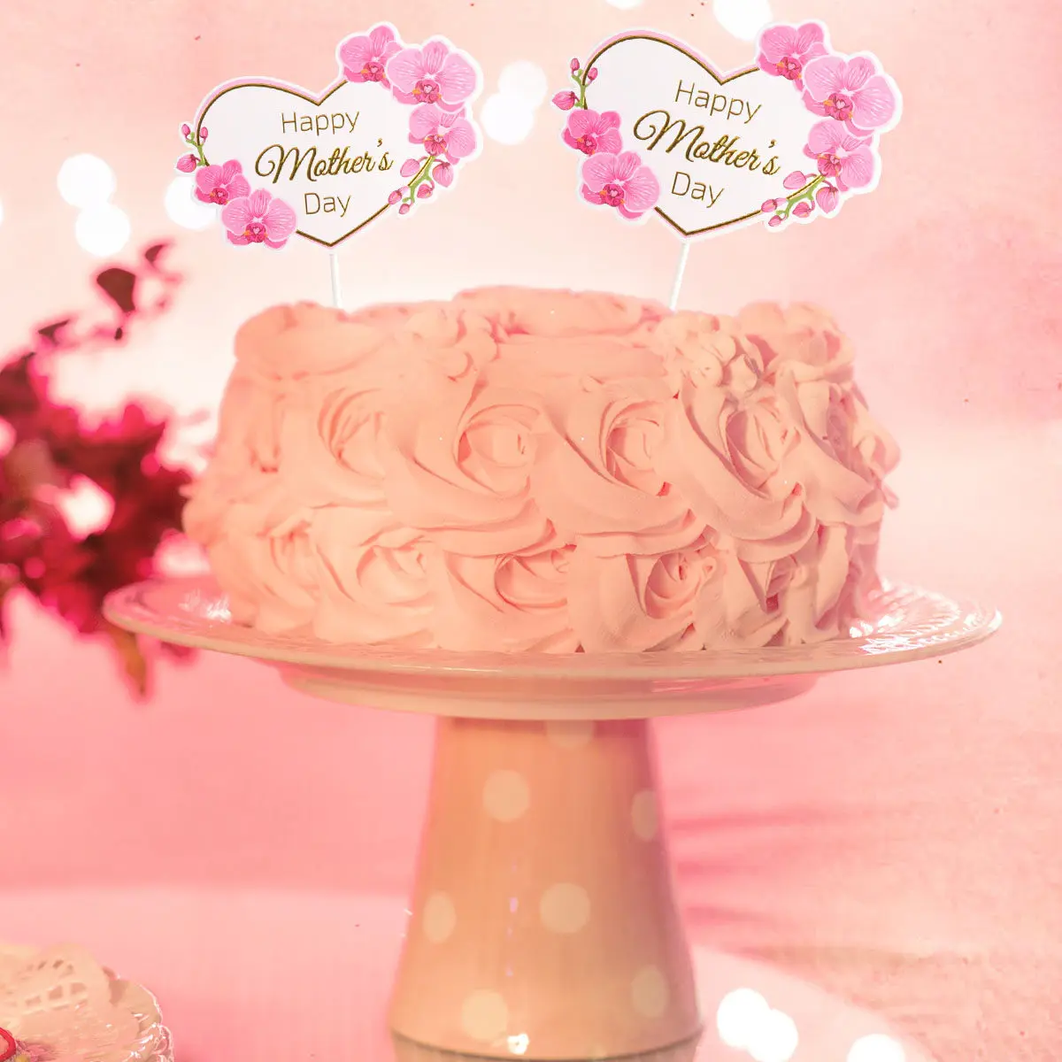 Decoración Comestible para Pasteles con Purpurina, Adornos de Frutas para el Día de la Madre, Decoración para Pasteles, Adornos para Cupcakes, Papel Ecológico para Fiestas y Postres