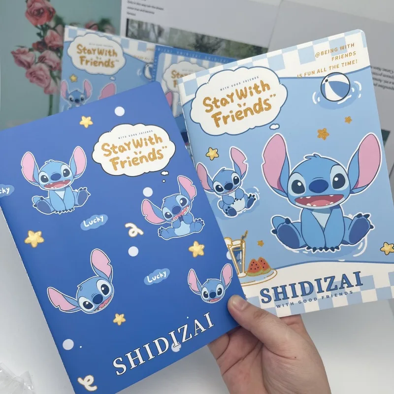 4pcs Cute Cartoon Stitch Car Linebook Student Soft Surface A5 Notebook Notebook Horizontal Notebook Student Stationery Prize