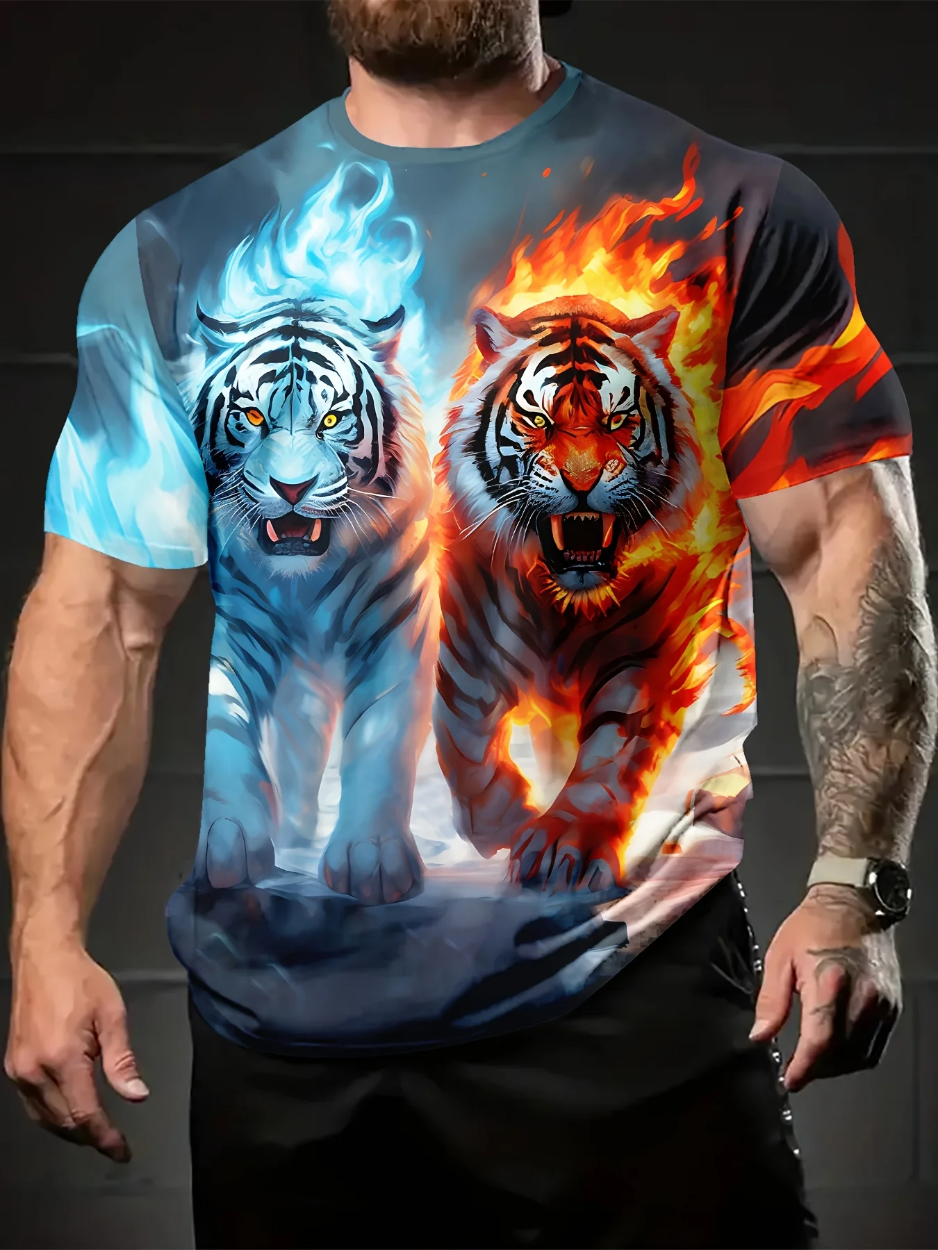 

Fashionable and Stylish Short-sleeved Round Neck T-shirt with Handsome Patterns, Casual and Versatile Outdoor Short-sleeved Top