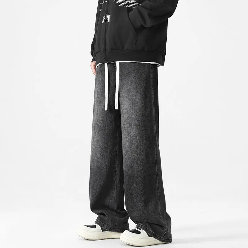 

Men's Jeans Spring And Autumn Versatile High Street Pants American Retro Slightly Curved Straight Tube Loose Casual Washed Pants