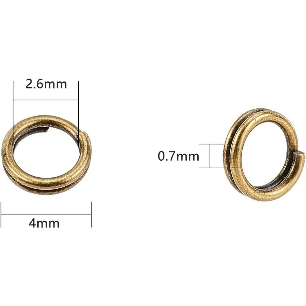 About 1700 Pcs Iron Split Rings Double Loop Jump Ring Diameter 4mm Wire 21-Gauge 6 Colors for Jewelry Findings