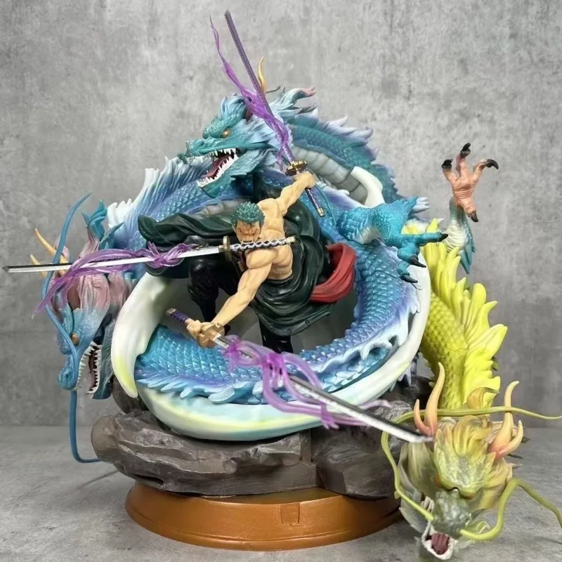 

One Piece GK Three Dragons Zoro Tornado Modified Figure Double Head Sculpture Collectible Statue Boxed Model Limited Edition
