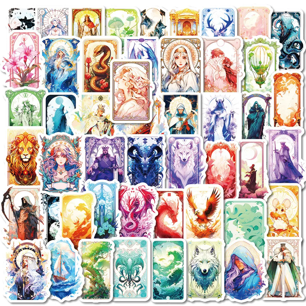 50 Pcs Dreamy Colorful Card Stickers - New Unique Tarot Stickers, Creative Decor for Phones AnimeWorlds Store