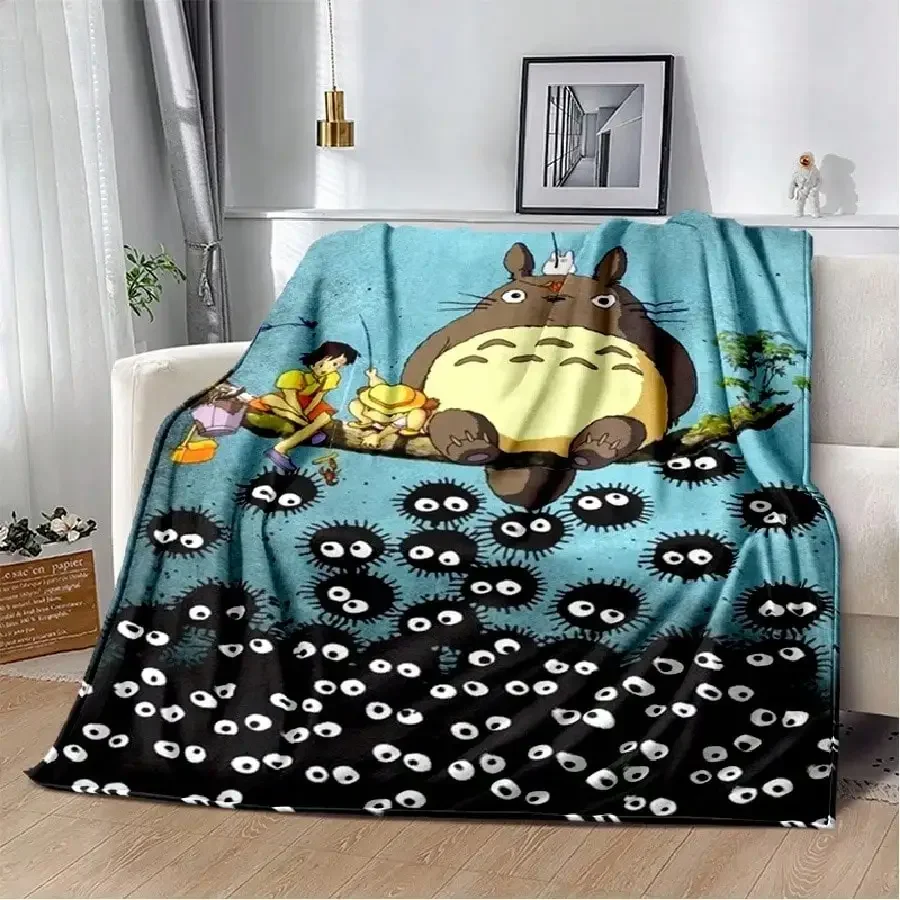 D Totoro Cartoon Gift Soft Plush Flannel Blanket Perfect for Living Room Bedroom Bed Sofa or Picnic