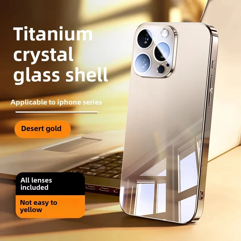 New  iPhone 16/15/14 Pro Max Mirror Ice Crystal Glass Case Full Cover Anti-drop High-end Protection Case