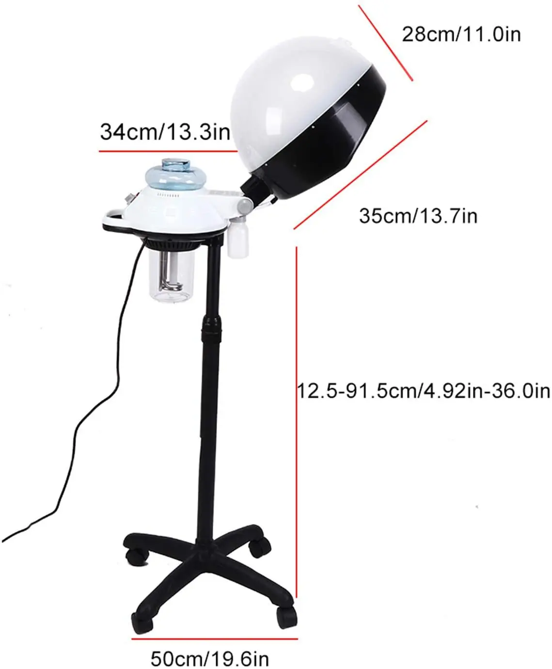 Shampoo Hair Steamer Rolling Stand Hooded Hair Dyeing Coloring Perming Conditioning Salon Spa Steamer Height Adjustable Tool