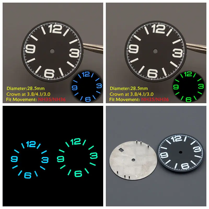 28.5 millimetri Nuovo Quadrante Dell'orologio di Superficie Fit Giappone NH35 NH36 7S26 7002 Movimento Per SKX007 SKX009 Tartaruga Abalone Tonno Canne Orologio Subacqueo