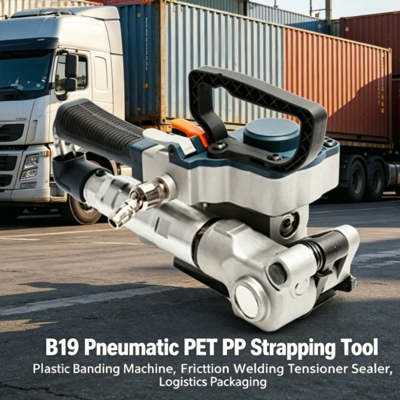 B19 Pneumatic PET PP Strapping Tool Plastic Banding Machine Friction Welding Tensioner Sealer Logistics Packaging