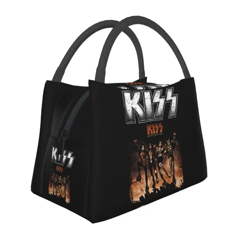 

Distressed Grunge Rock Kiss Band Insulated Lunch Bag for Women Portable Heavy Metal Music Thermal Cooler Lunch Tote Work Picnic