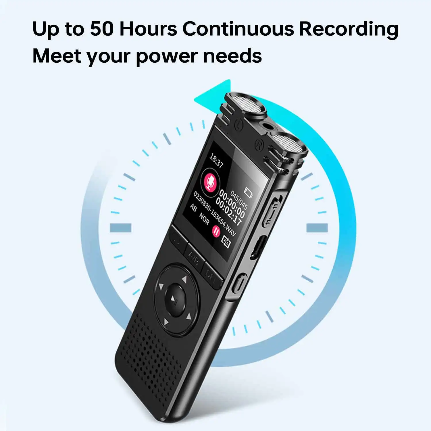 مسجل صوت عالي الدقة سعة 128 جيجابايت مع صوت إلى نص، تقليل الضوضاء، للمحاضرة، الاجتماع، المقابلة، مسجل صوت محمول صغير بطارية طويلة العمر 50 ساعة قابلة لإعادة الشحن USB-C #3