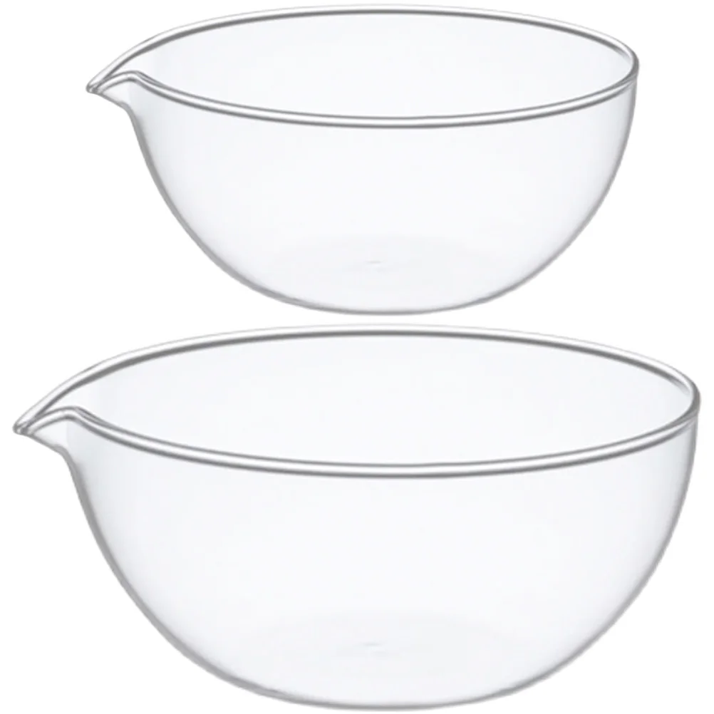 

2Pcs Round Glass Salad Bowl Heat Resisting Microwave Oven Bowl for Appetizer Seasoning Dip Serving Baking Kitchen Gadgets Clear