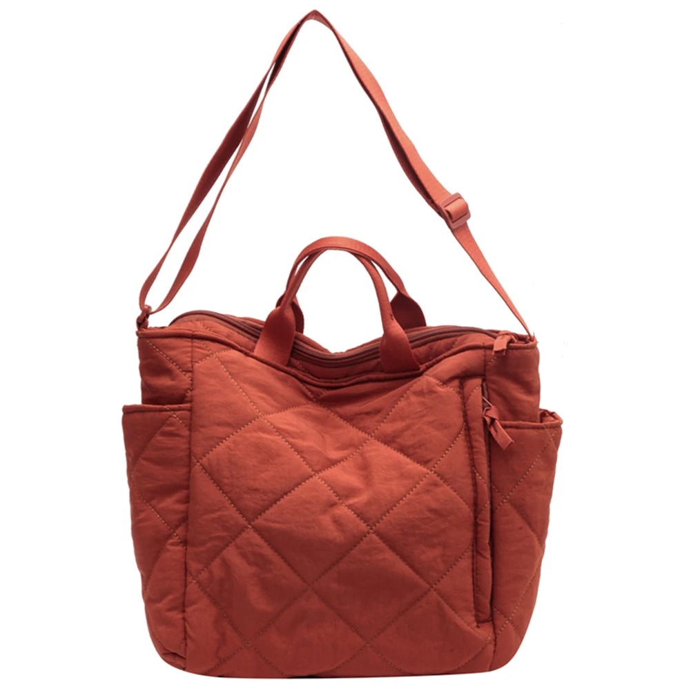 Bolsa mensageiro acolchoada monocromática para mulher, bolsa treliça rhombic, grande capacidade, moda casual, compras de rua, outono e inverno