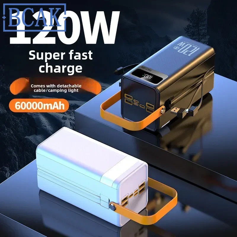 New Style 120W Large Capacity 60000 MAh Super Fast Power Bank Outdoor Camping Live Broadcast Mobile Power Supply BCAK