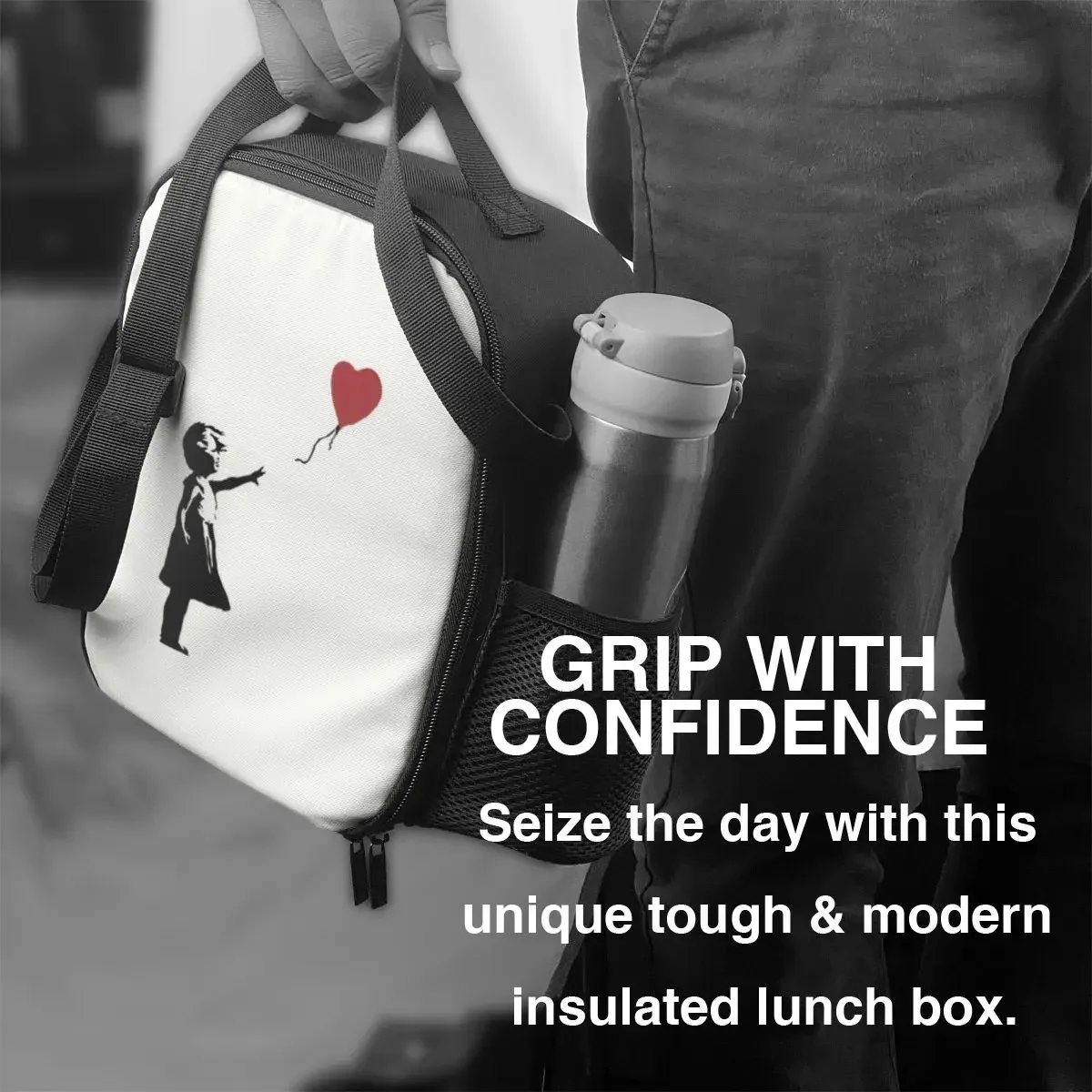 Bolsa de almuerzo con aislamiento térmico Banksy para niña, contenedor de Arte de Graffiti callejero para Picnic al aire libre, almacenamiento de comida Bento