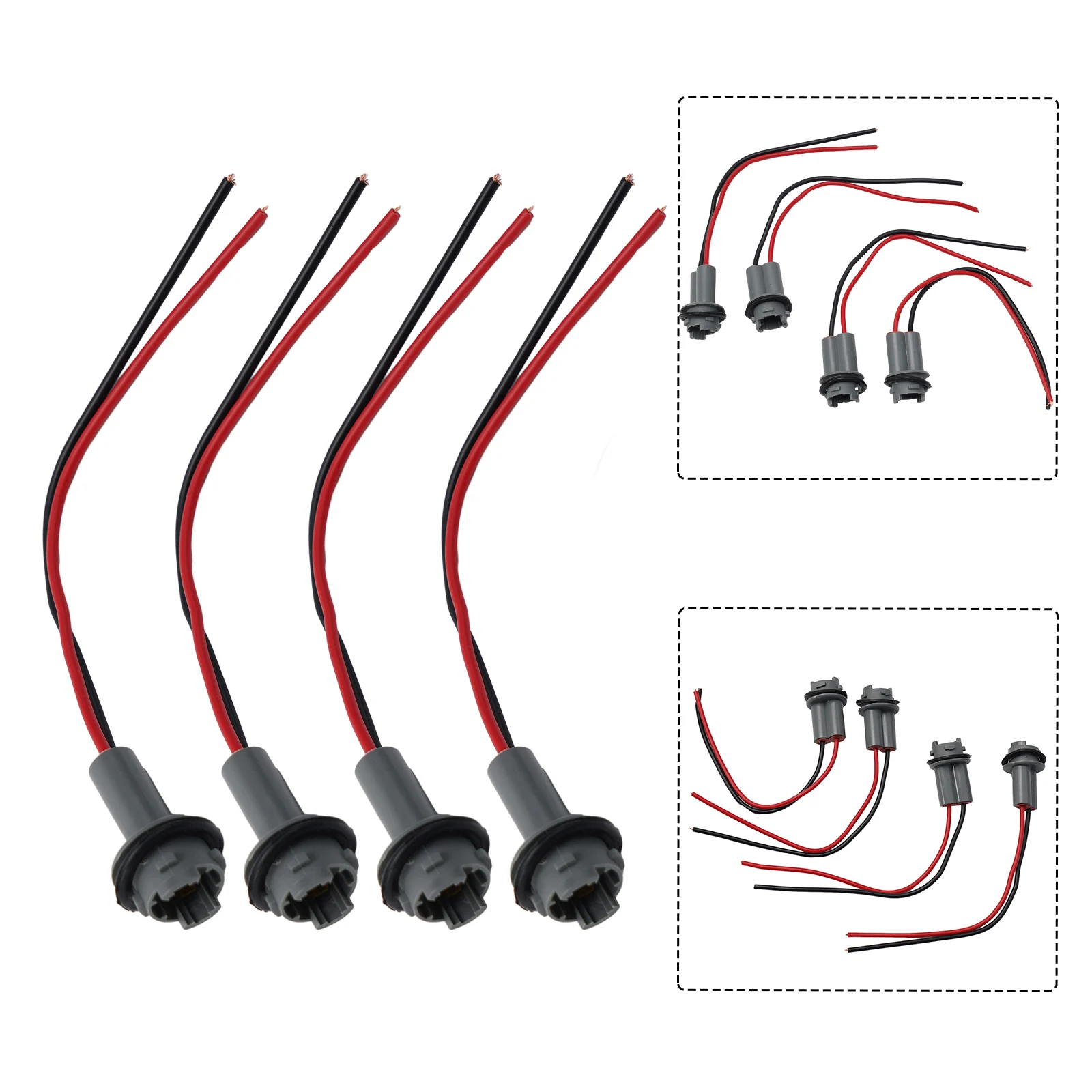 4pcs Lamp Holder T15 Lamp Holderrr Connectorrr Sockettt Bulb Bundle PigTail Rubber Wedge LED For T15 Lamp Holder Car Accessories