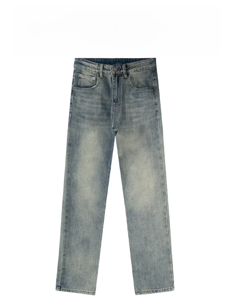 

Faionable Casual Embroidered Men's Jeans Straight Leg Waed Denim Pants Low Waist Classic Sle All-Match Spring Season