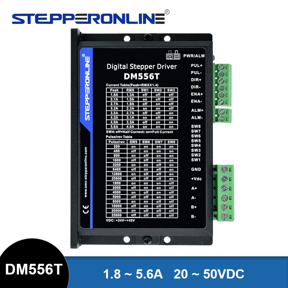 STEPPERONLINE DM556T Stepper Motor Driver 20-50VDC 1.8~5.6A Digital Stepper Motor Controller for Nema 17/23/24/34 CNC Motor