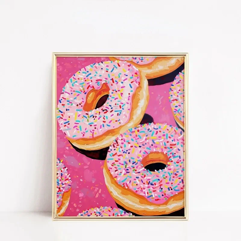 1 Pieza Póster Artístico sin Marco Estilo Rosa, Cuadro en Lienzo con Diseños de Sombrero de Vaquera, Bola de Discoteca, Postre, Lazo de Viaje y Tendencia, Impresiones de Pared para Dormitorio