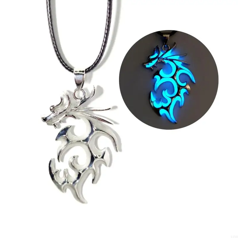 L5YB Dragon Necklace for Women Men Glowing Flame Dragon Pendant Necklace