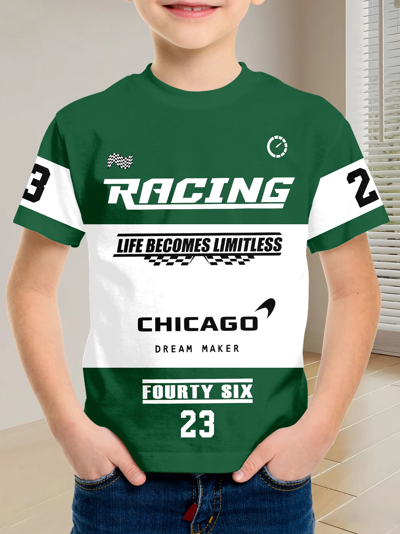 

Детская повседневная футболка в гоночном стиле