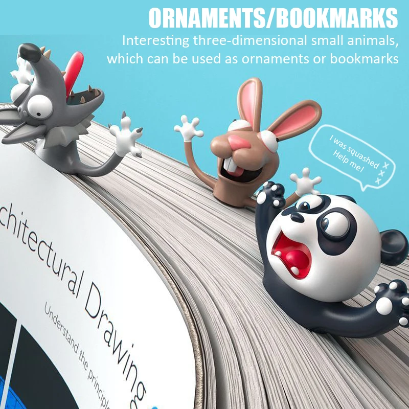 Funny 3D Stereo Book Marker Kids Cartoon Animal Bookmarks Creative Novelty Stationery School Book Accessories Birthday Favors