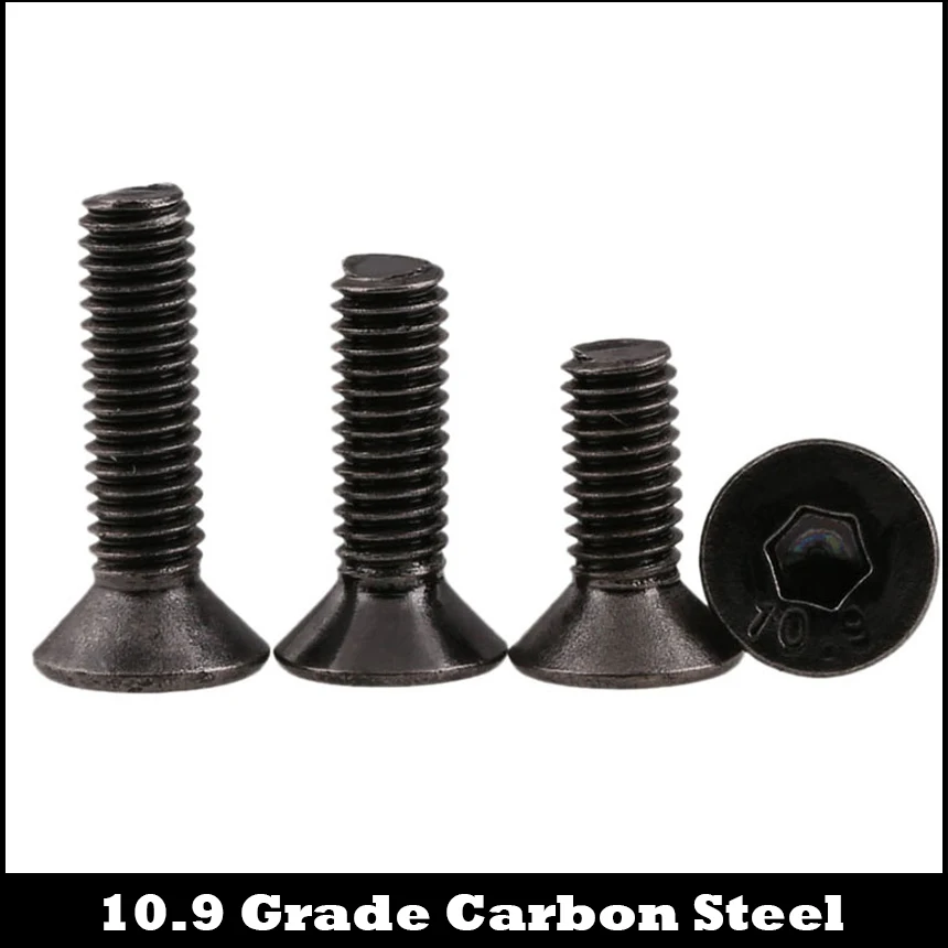 

M4/M5*6/8/10/12/16mm 10.9 Grade Bolt Black Nickel Plated Carbon Steel Flat Countersunk Head Hexagonal Socket Machine Screw