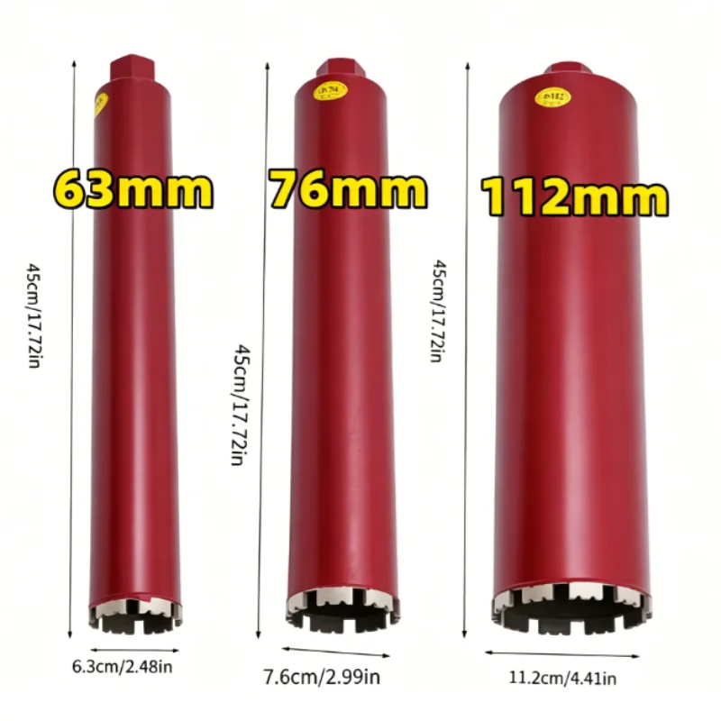 112mm/76mm/63mm Kernbohrer M22 Diamant für Stahlbeton Nass-Kernbohrwerkzeug Rostfrei