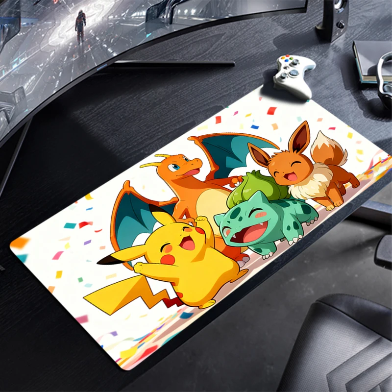 Mouse Pad P-Pikachus anime new Large Gamer XXL Keyboard Desk Mouse Mat Carpet Rubber Tapis Souris Gaming Notbook Mousepad